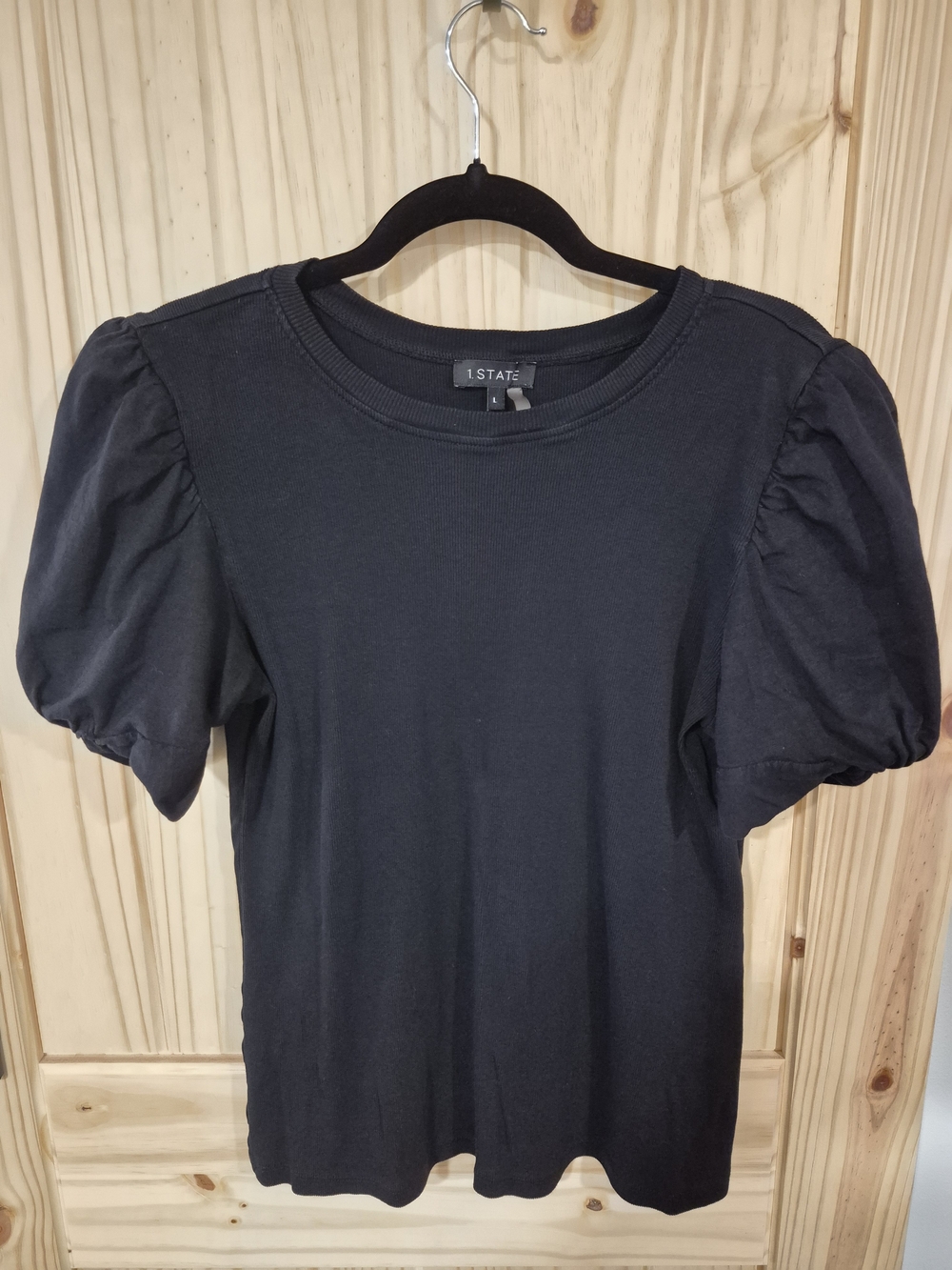 1. State Black Puff Sleeve Tee